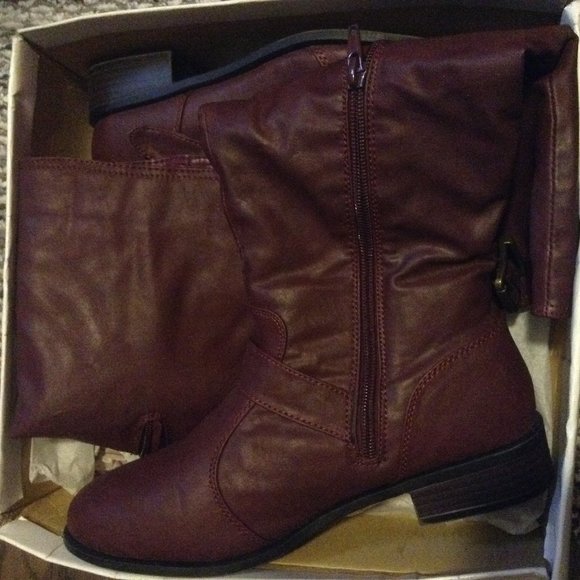 Bamboo oxblood knee high boots 7.5 - Picture 1 of 4